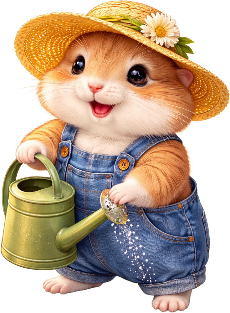Hamster mit Pflanze